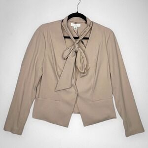 NWT HALSTON 6 Taupe Blazer Jacket With‎ Tie Neck